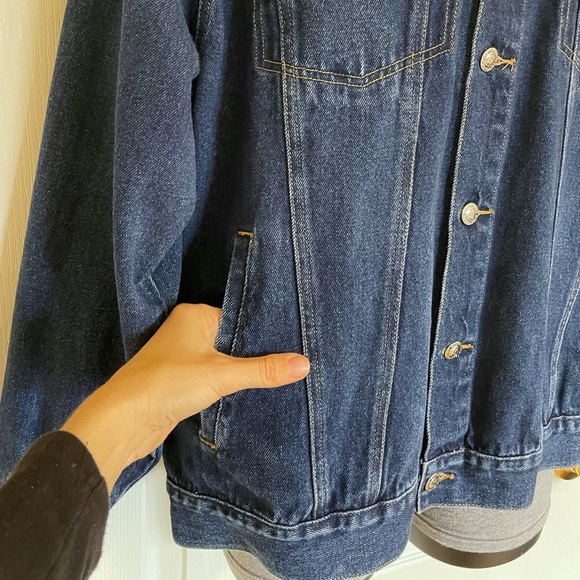 Snakeyes denim trucker jacket, dark wash, embroidered patch, large - Picture 6 of 16